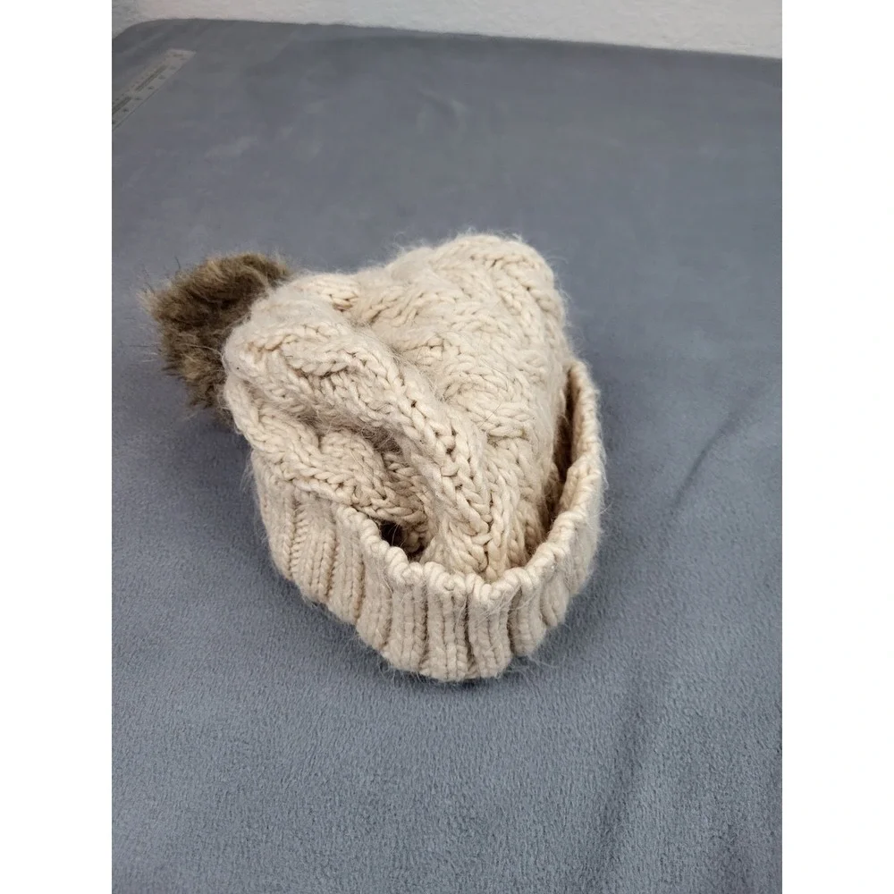 Bp Knit Beanie Kids One Size Brown Lightweight Outdoor Skull Cap Hat Pom‎ Pom